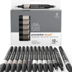 Zestaw Promarker Brush - Winsor & Newton - Neutral tones, 12 + 1 szt.