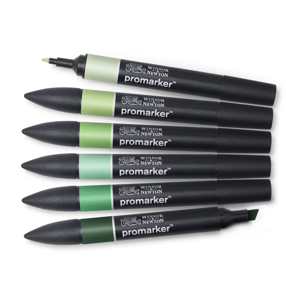 Zestaw Promarker - Winsor & Newton - Green Tones, 6 szt.