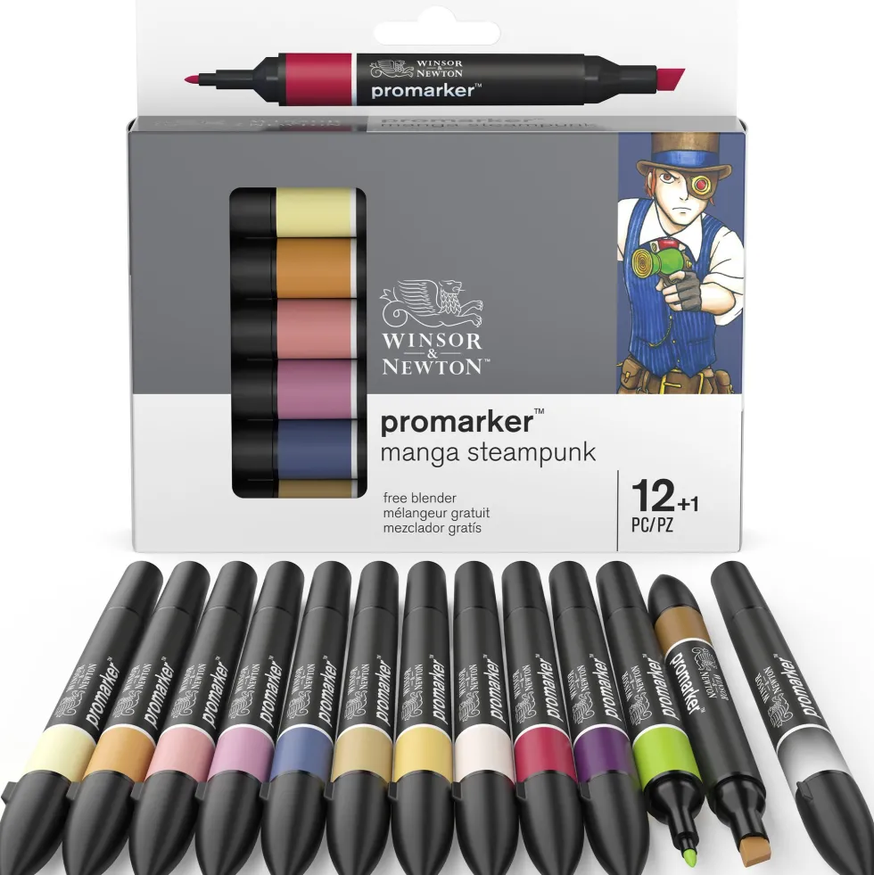 Zestaw Promarker - Winsor & Newton - Manga Steampunk, 12 + 1 szt.