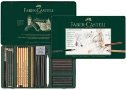 Zestaw rysunkowy Pitt Monochrome w kasecie metalowej - Faber-Castell - 33 szt.