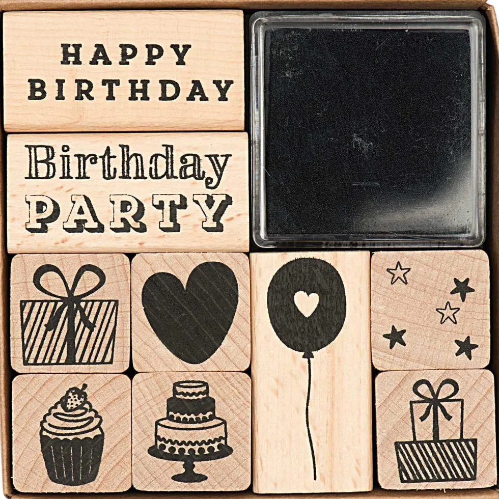 Zestaw stempli drewnianych Birthday - Paper Poetry - 9 szt.