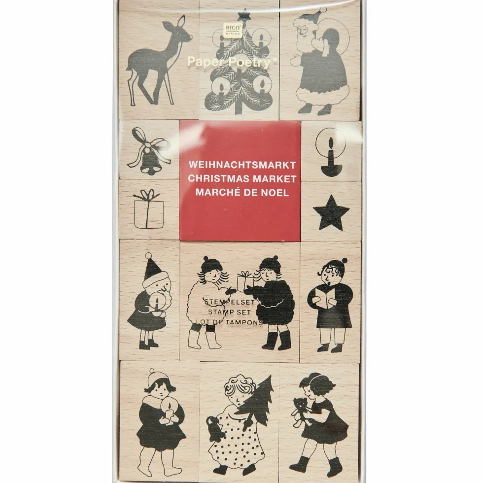Zestaw stempli drewnianych Christmas Kids - Paper Poetry - 13 szt.