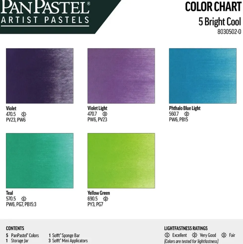 Zestaw suchych pasteli PanPastel Bright Cool - 5 kolorów