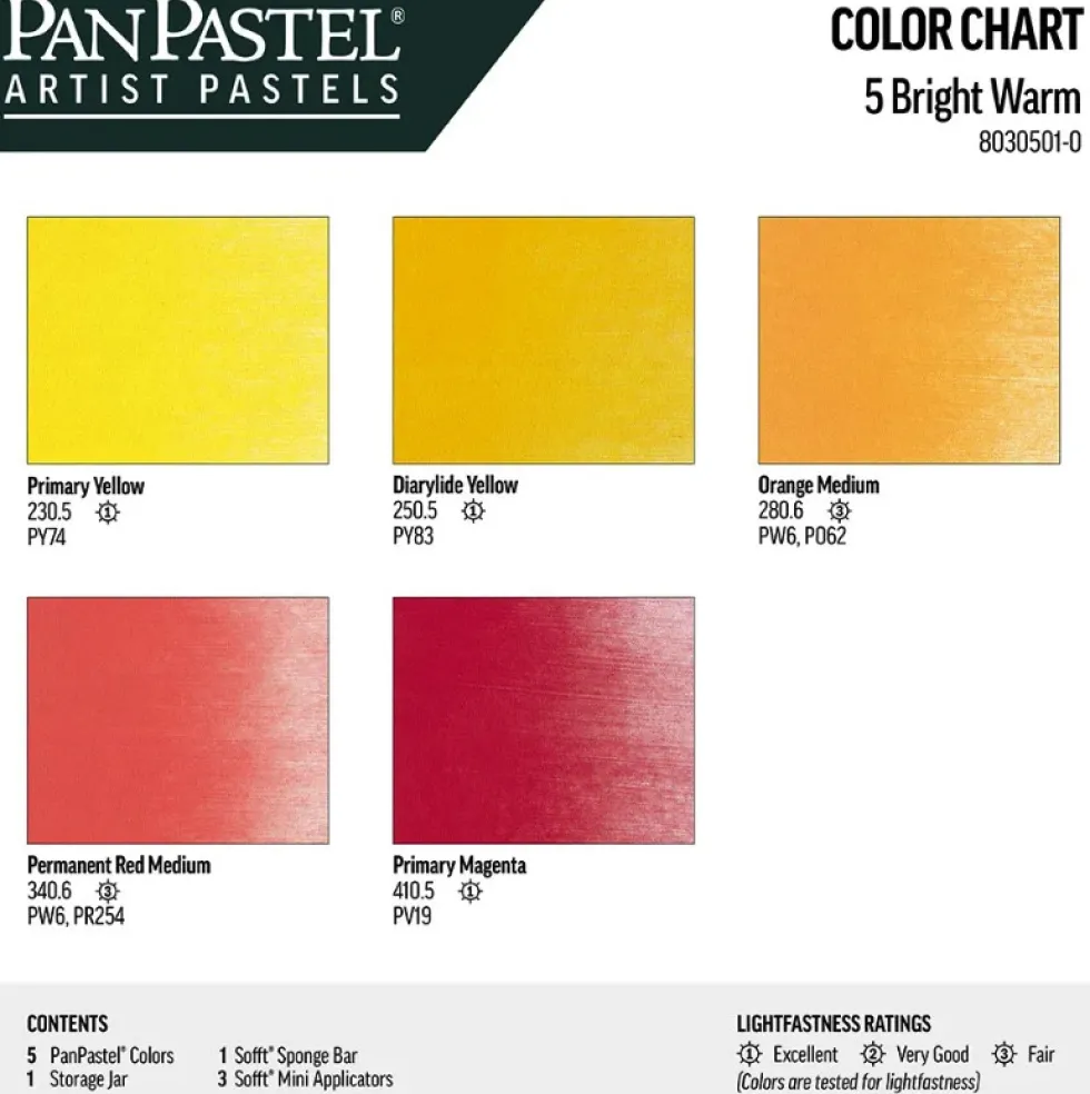 Zestaw suchych pasteli PanPastel Bright Warm - 5 kolorów