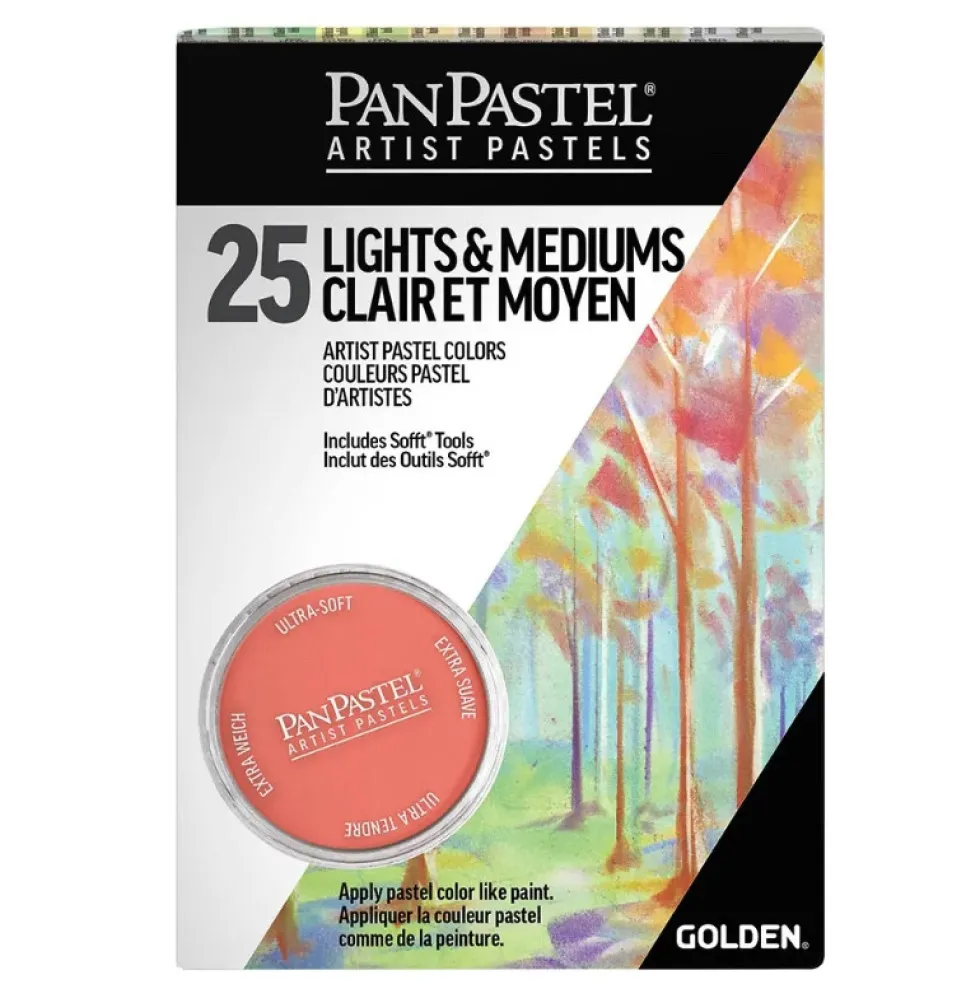 Zestaw suchych pasteli PanPastel Lights & Mediums - 25 kolorów