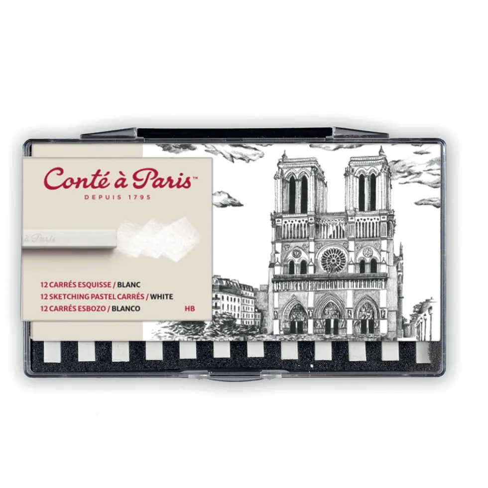 Zestaw suchych pasteli Sketching Carrés - Conté à Paris - White HB 12 szt.