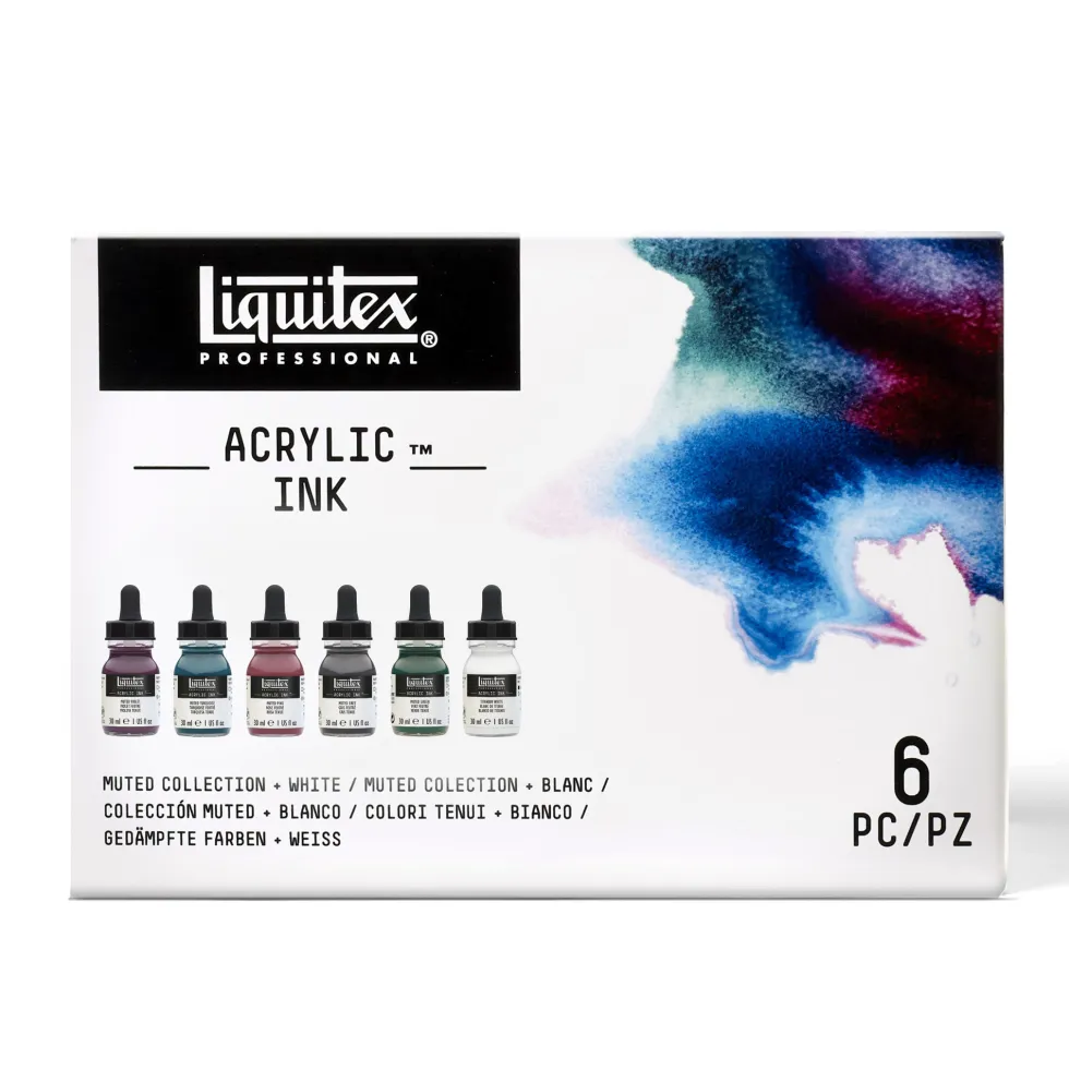 Zestaw tuszów akrylowych Muted Colors - Liquitex - 6 kolorów x 30 ml