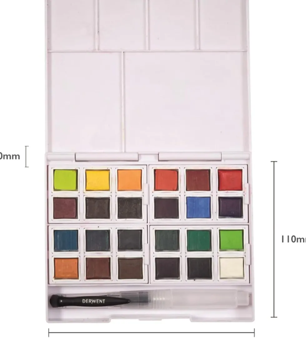 Zestaw tuszów akwarelowych Inktense w kostkach - Derwent - 24 szt.