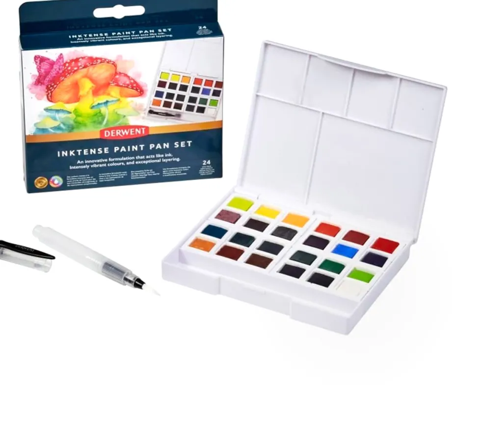 Zestaw tuszów akwarelowych Inktense w kostkach - Derwent - 24 szt.