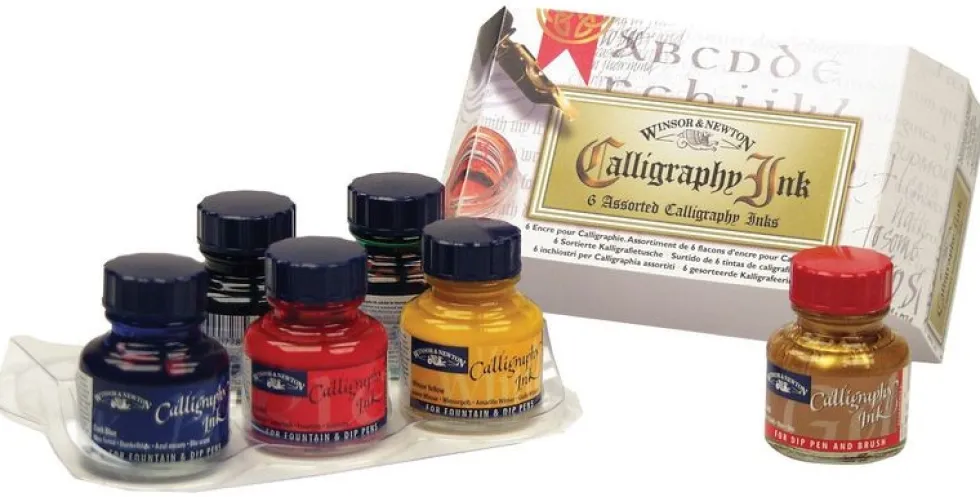 Zestaw tuszów do kaligrafii - Winsor & Newton - 6 szt.