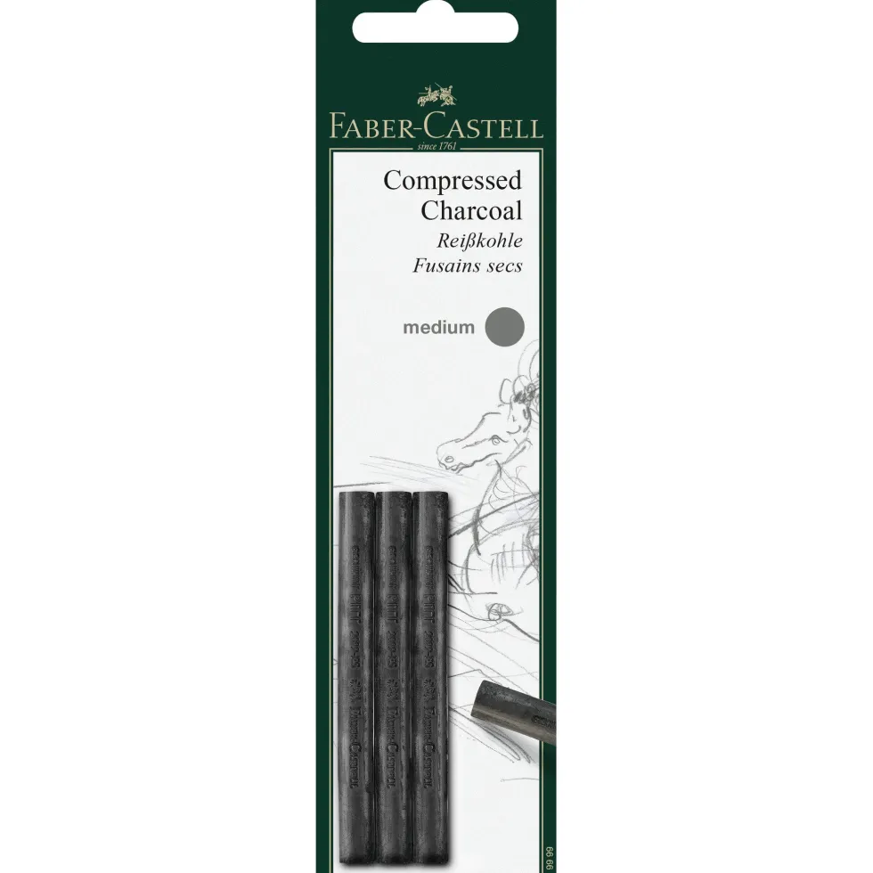Zestaw węgli Pitt Monochrome - Faber-Castell - medium, 3 szt.