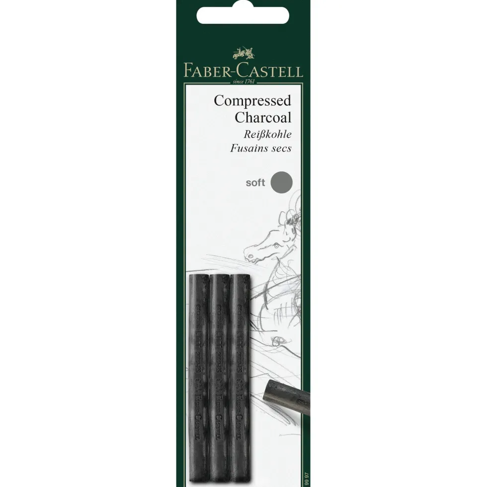 Zestaw węgli Pitt Monochrome - Faber-Castell - soft, 3 szt.
