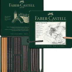 Zestaw węgli rysunkowych Pitt w kasecie metalowej - Faber-Castell - 24 szt.