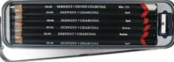 Zestaw węgli w kredce w metalowym etui - Derwent - 6 szt.