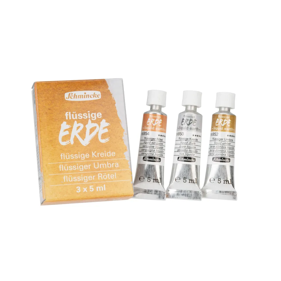 Zestaw węgli w płynie Liquid Earth - Schmincke - 3 kolory x 5 ml