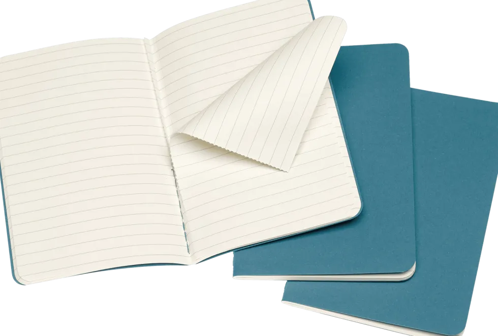 Zestaw zeszytów w linie Cahier 9 x 14 cm - Moleskine - Brisk Blue miękka okładka