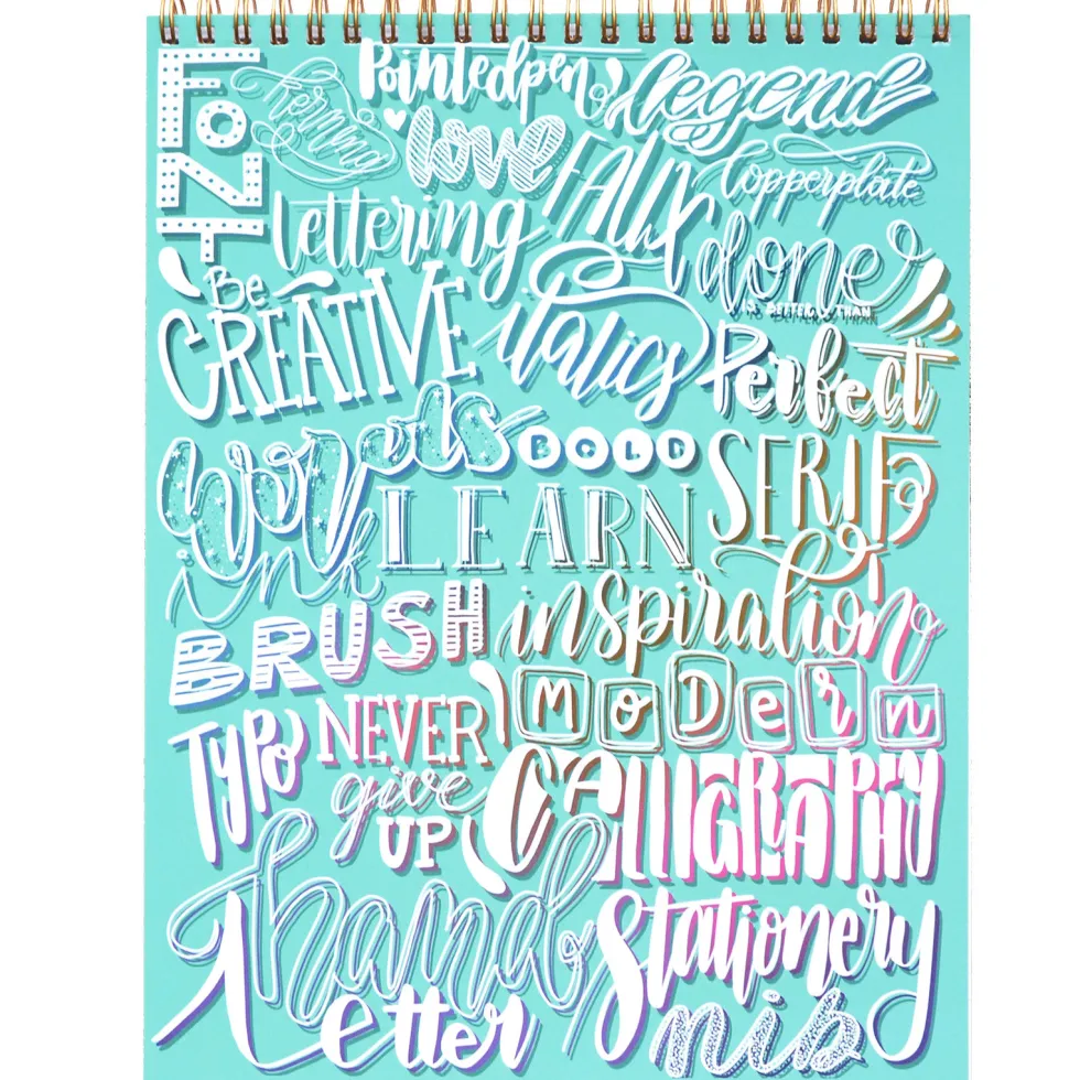 Zeszyt z ćwiczeniami do brush letteringu, B5 - Devangari - podstawowy, 170 g/m2