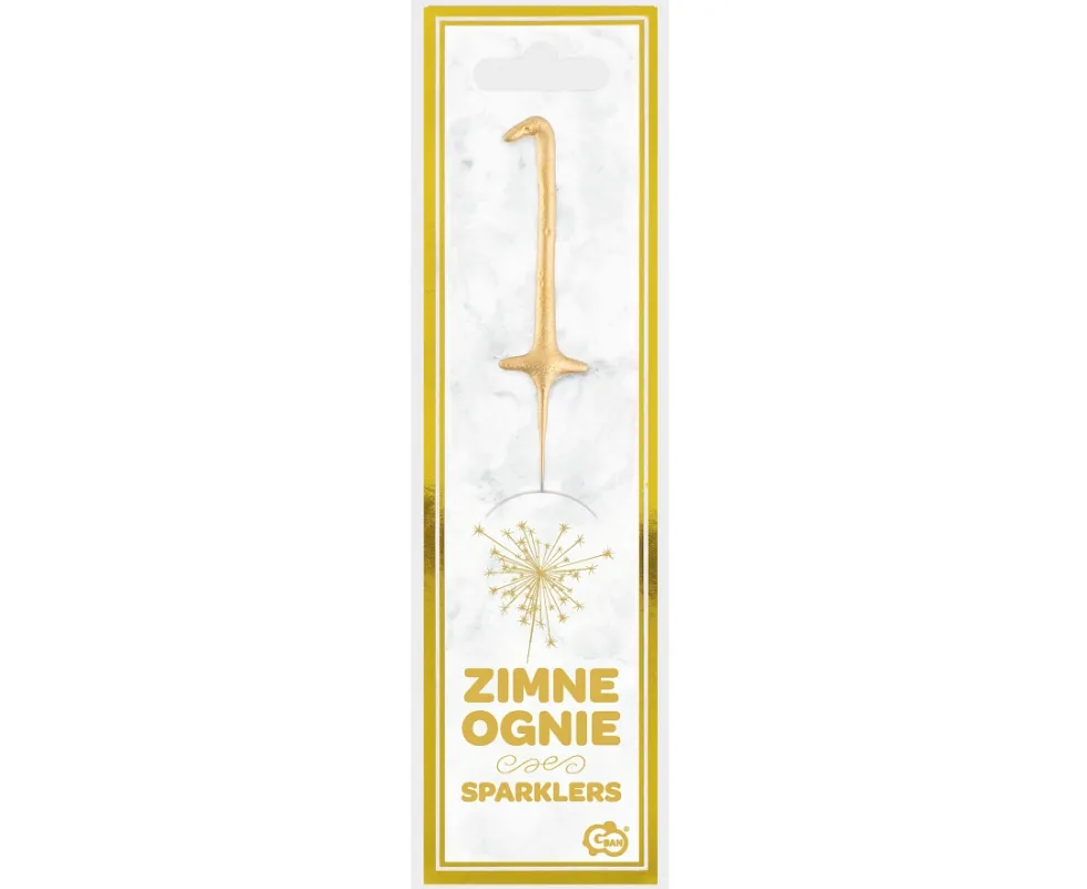 Zimne ognie Cyfra 1 - złota, 17 cm